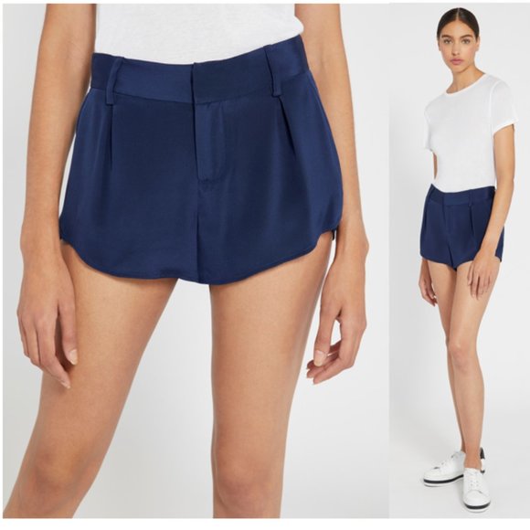 alice + olivia Silk Butterfly Shorts in navy - Picture 1 of 4